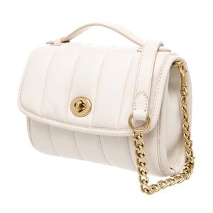 Coach cream Quilted Crossbody Bag with Gold Chain